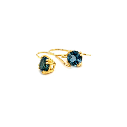 9ct Yellow Gold Earrings Featuring London Blue Topaz