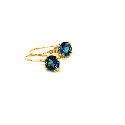 9ct Yellow Gold Earrings Featuring London Blue Topaz