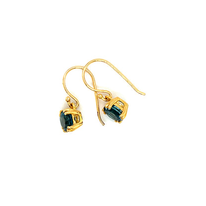 9ct Yellow Gold Earrings Featuring London Blue Topaz