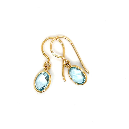 9ct Yellow Gold Sky Blue Topaz Earrings