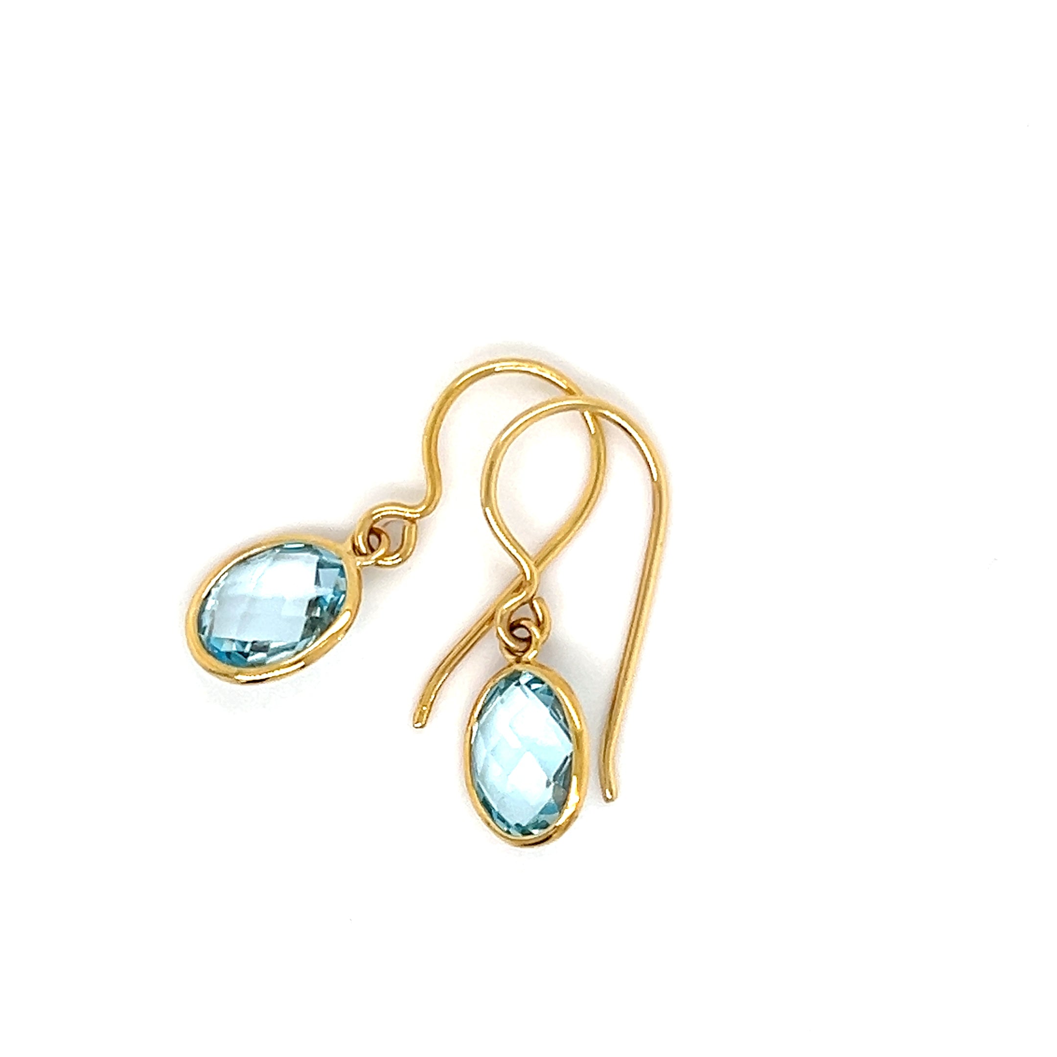 9ct Yellow Gold Sky Blue Topaz Earrings