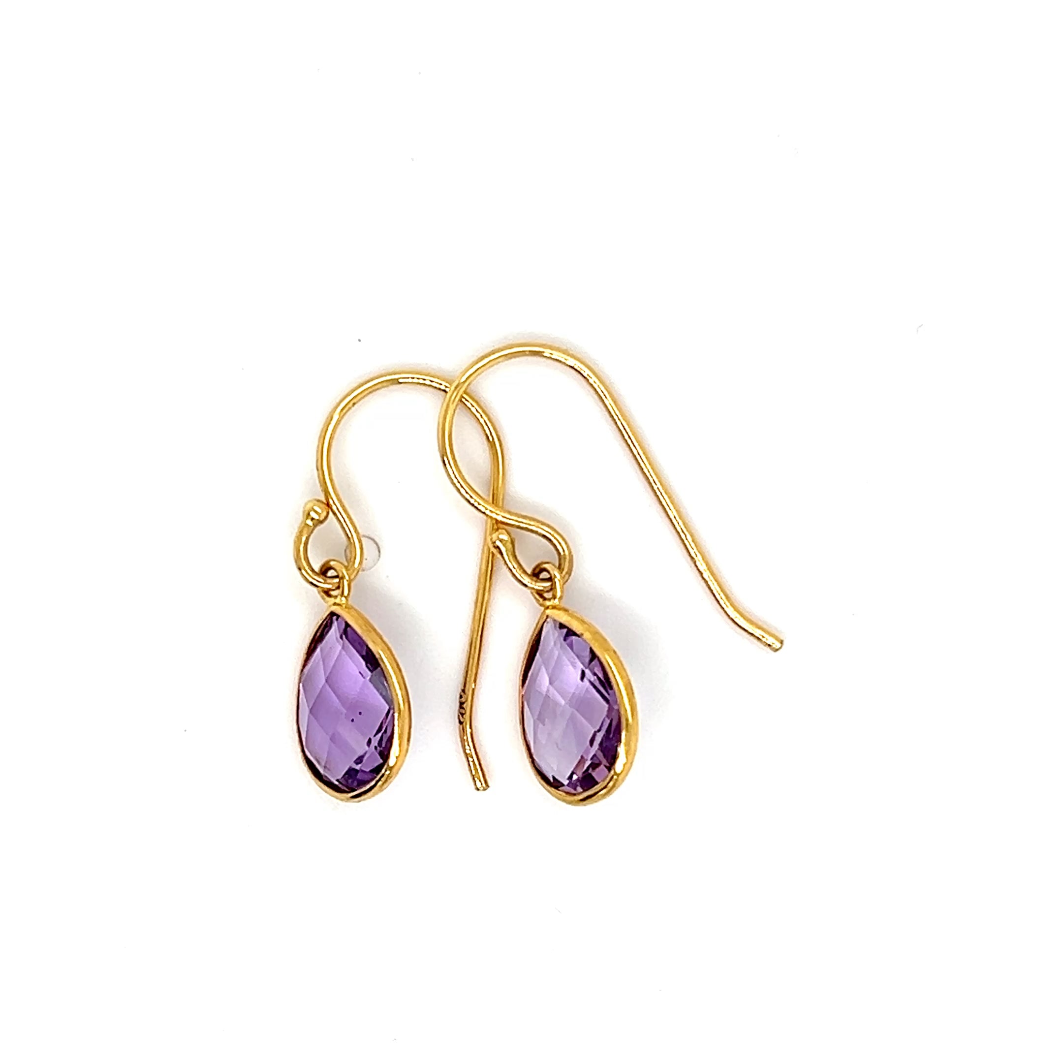 9ct Yellow Gold Amethyst Earrings