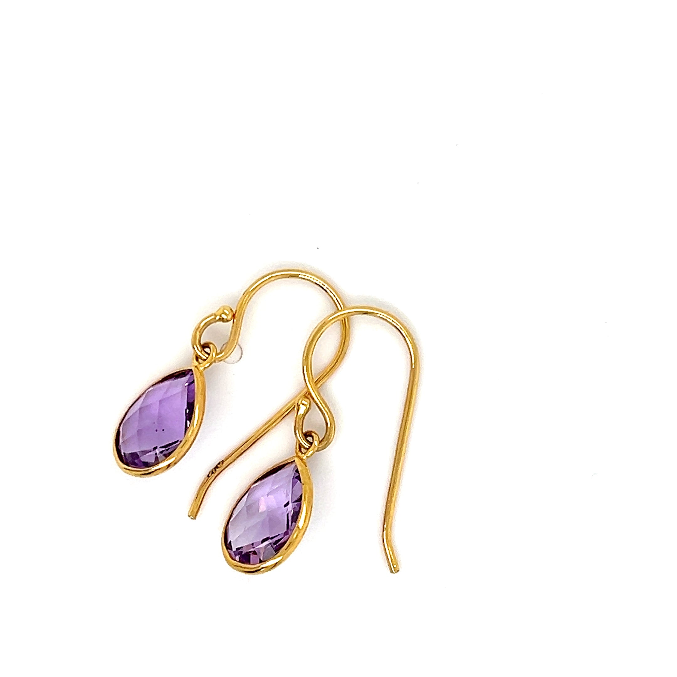 9ct Yellow Gold Amethyst Earrings