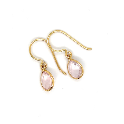 9ct Yellow Gold Rose Quartz Earrings
