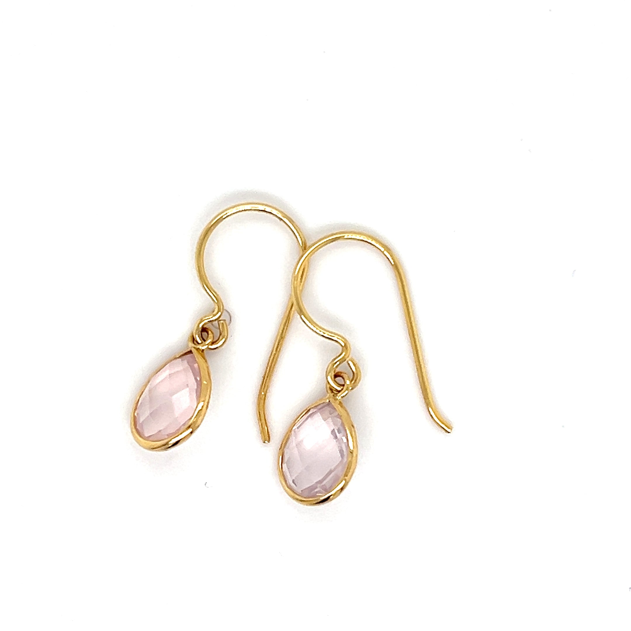 9ct Yellow Gold Rose Quartz Earrings