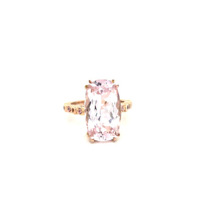 PINK KUNZITE & SAPPHIRE ROSE GOLD RING