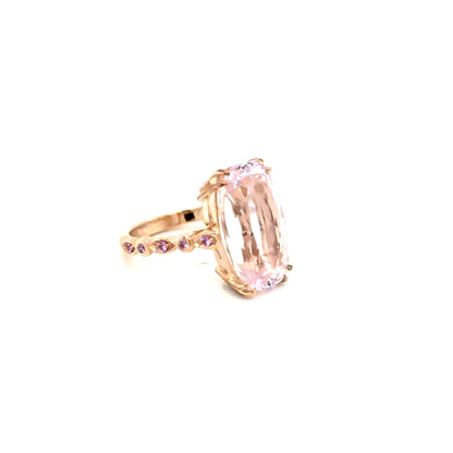 PINK KUNZITE & SAPPHIRE ROSE GOLD RING