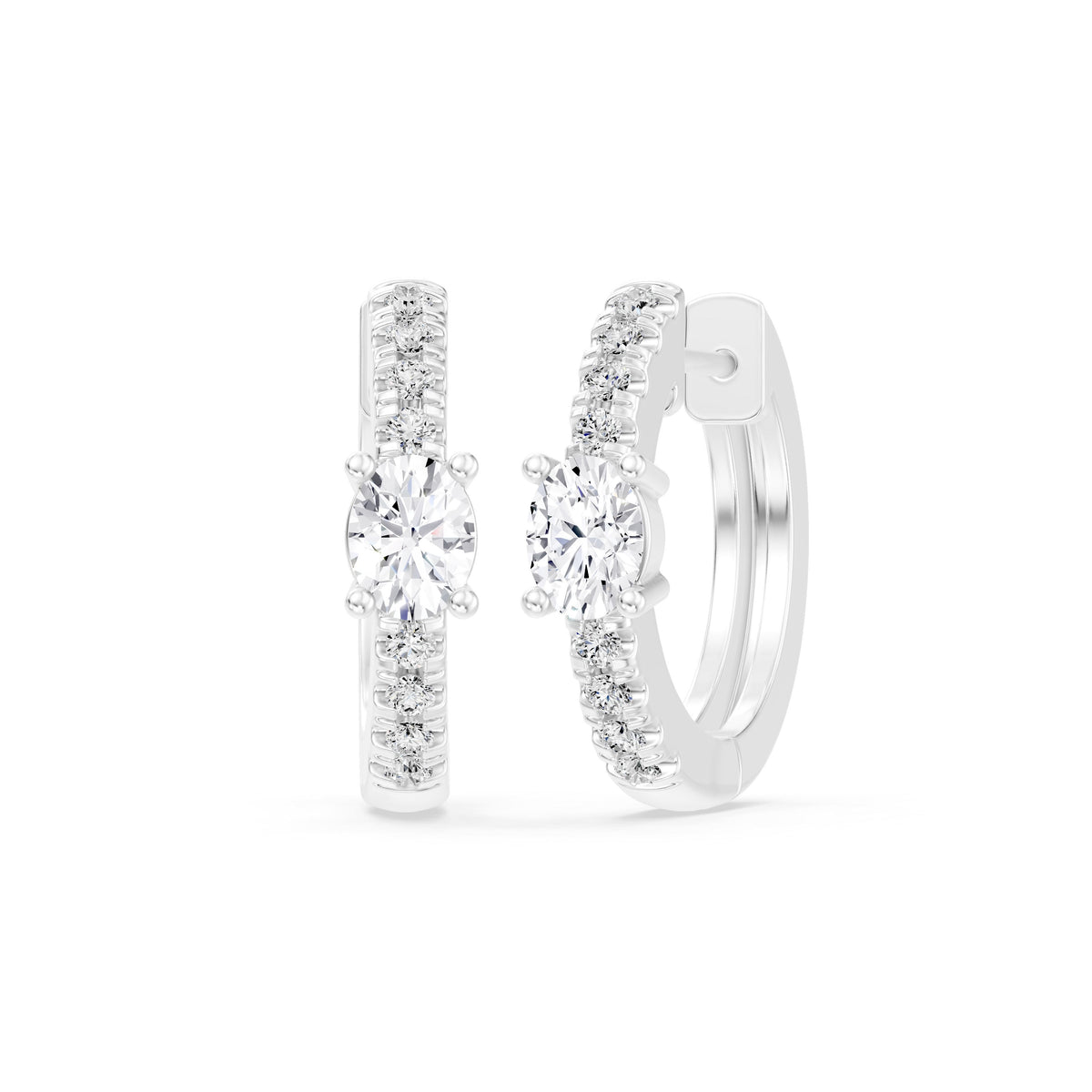 9K White Gold Lab-Grown Diamond Hoop Earrings