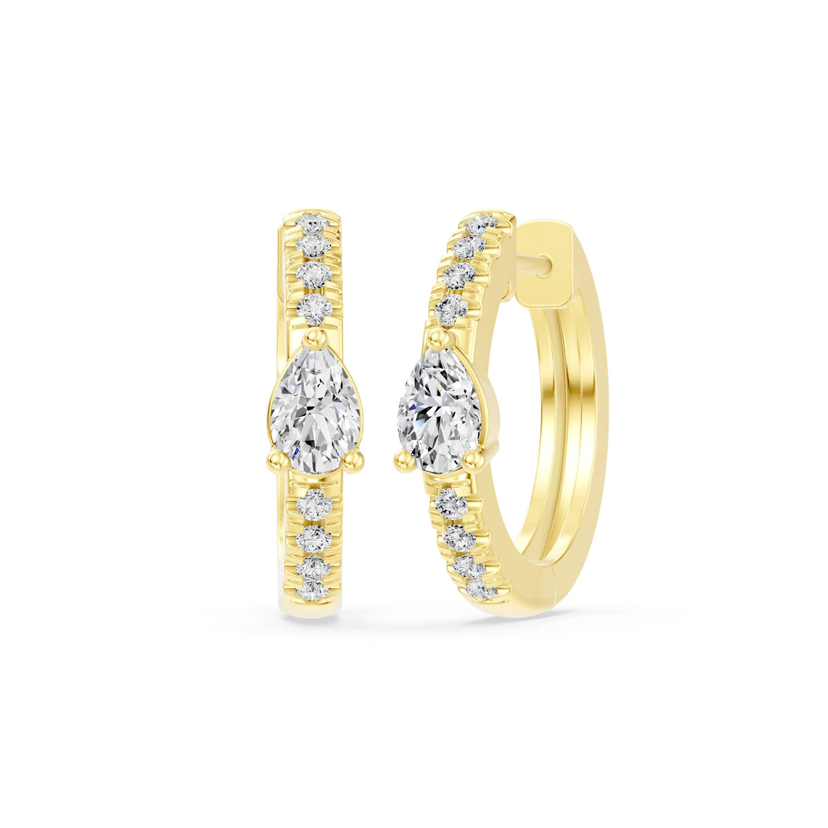9K Yellow Gold Lab-Grown Diamond Hoop Earrings