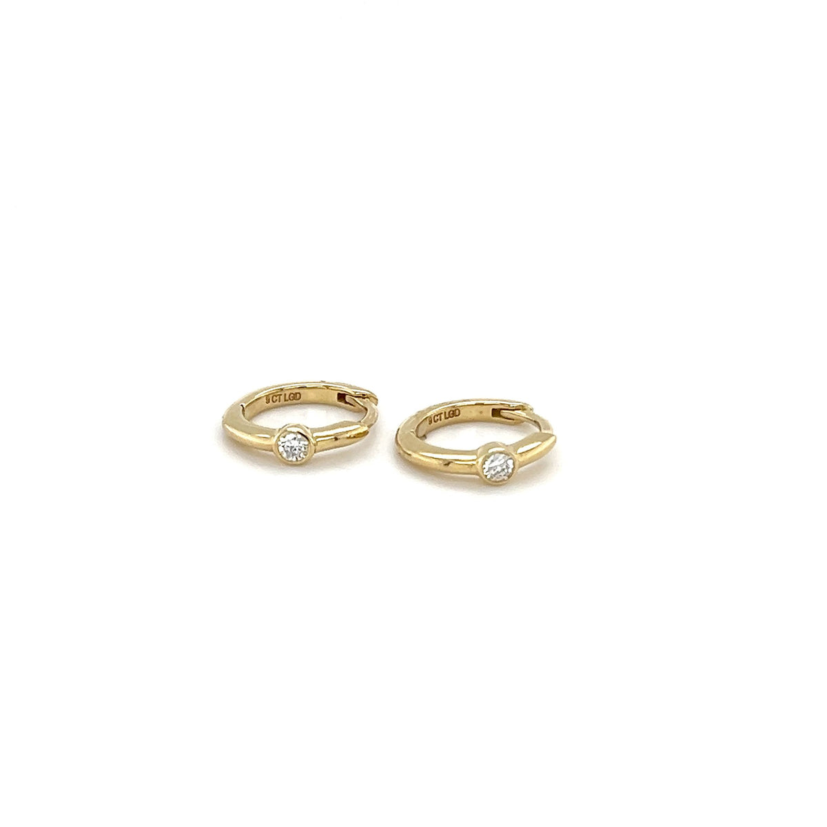 9K Yellow Gold Lab-Grown Diamond Hoop Earrings