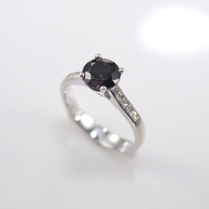 PLATINUM BLUE SPINEL & DIAMOND RING