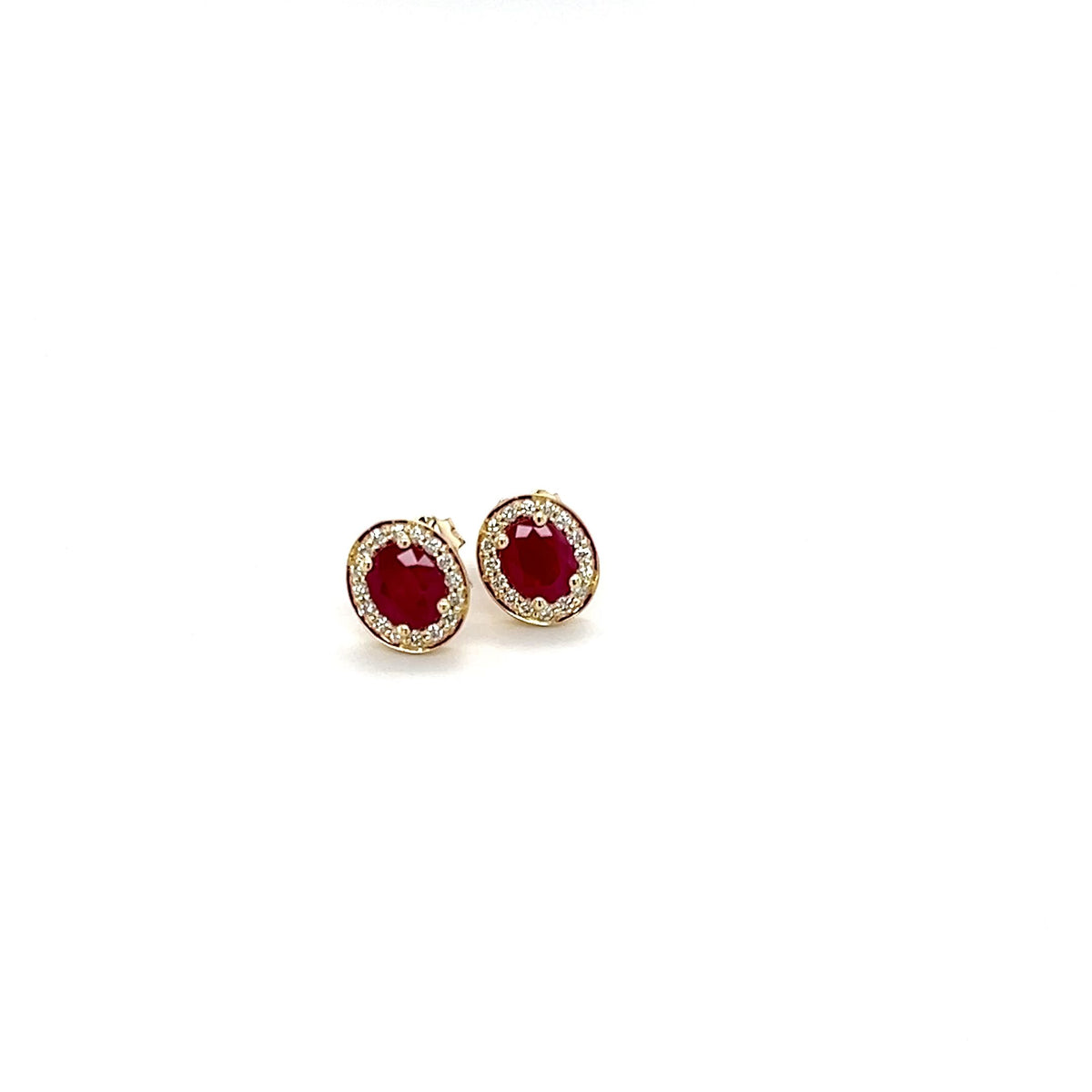 9ct Yellow Gold Ruby and Diamond Earrings