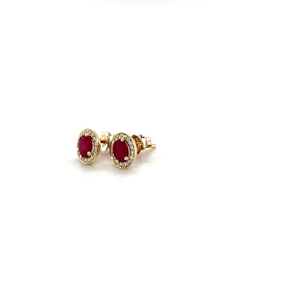 9ct Yellow Gold Ruby and Diamond Earrings