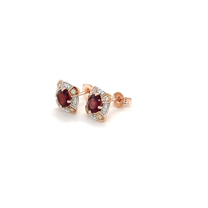9ct Rose Gold Garnet and Diamond Earrings