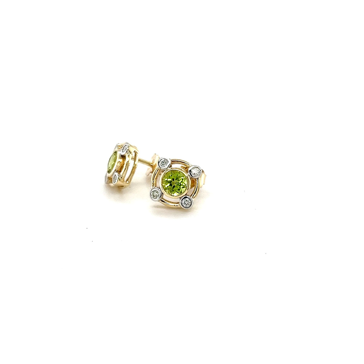 9ct Yellow Gold Peridot and Diamond Earrings