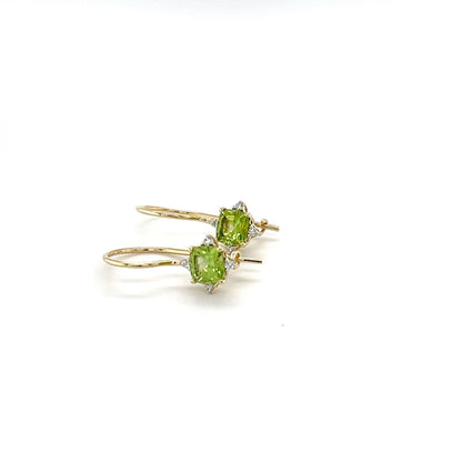 9ct Yellow Gold Peridot & Diamond Earrings