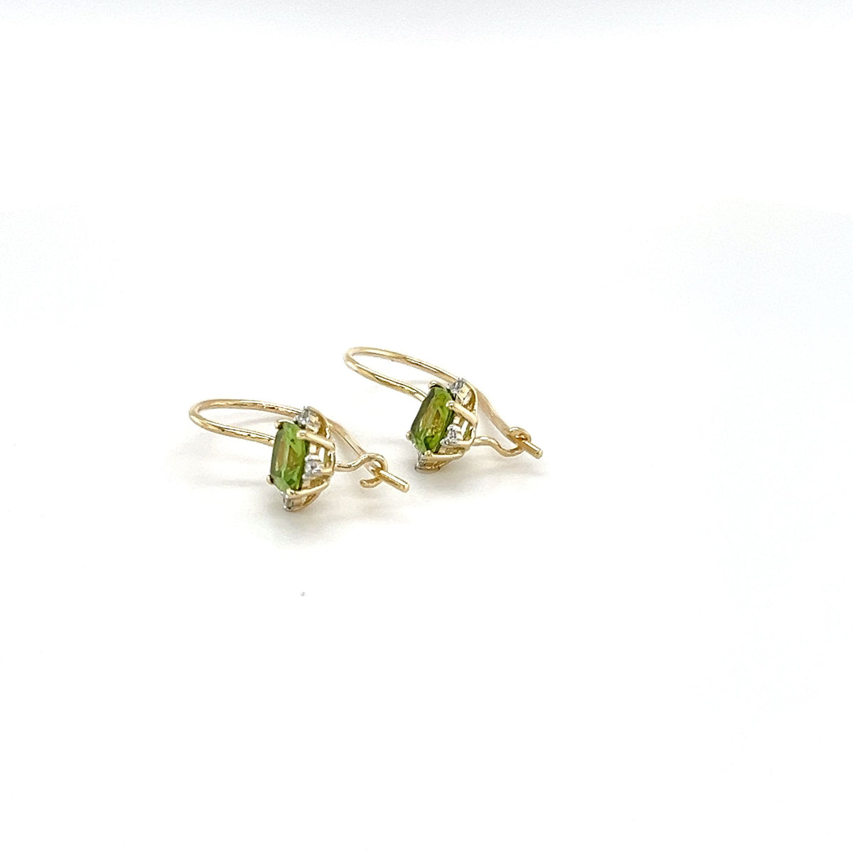 9ct Yellow Gold Peridot & Diamond Earrings