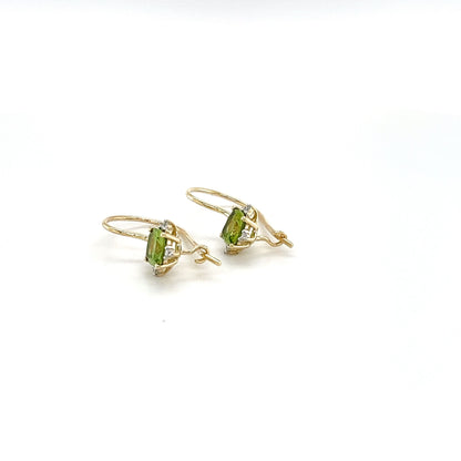 9ct Yellow Gold Peridot & Diamond Earrings