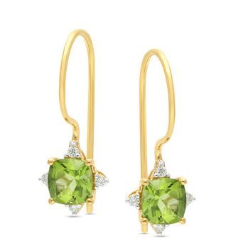 9ct Yellow Gold Peridot & Diamond Earrings