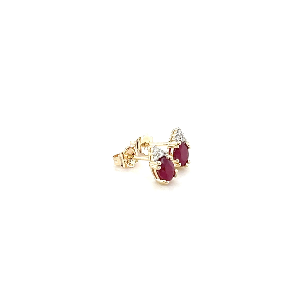 9ct Yellow Gold Oval Ruby & Diamond Earrings