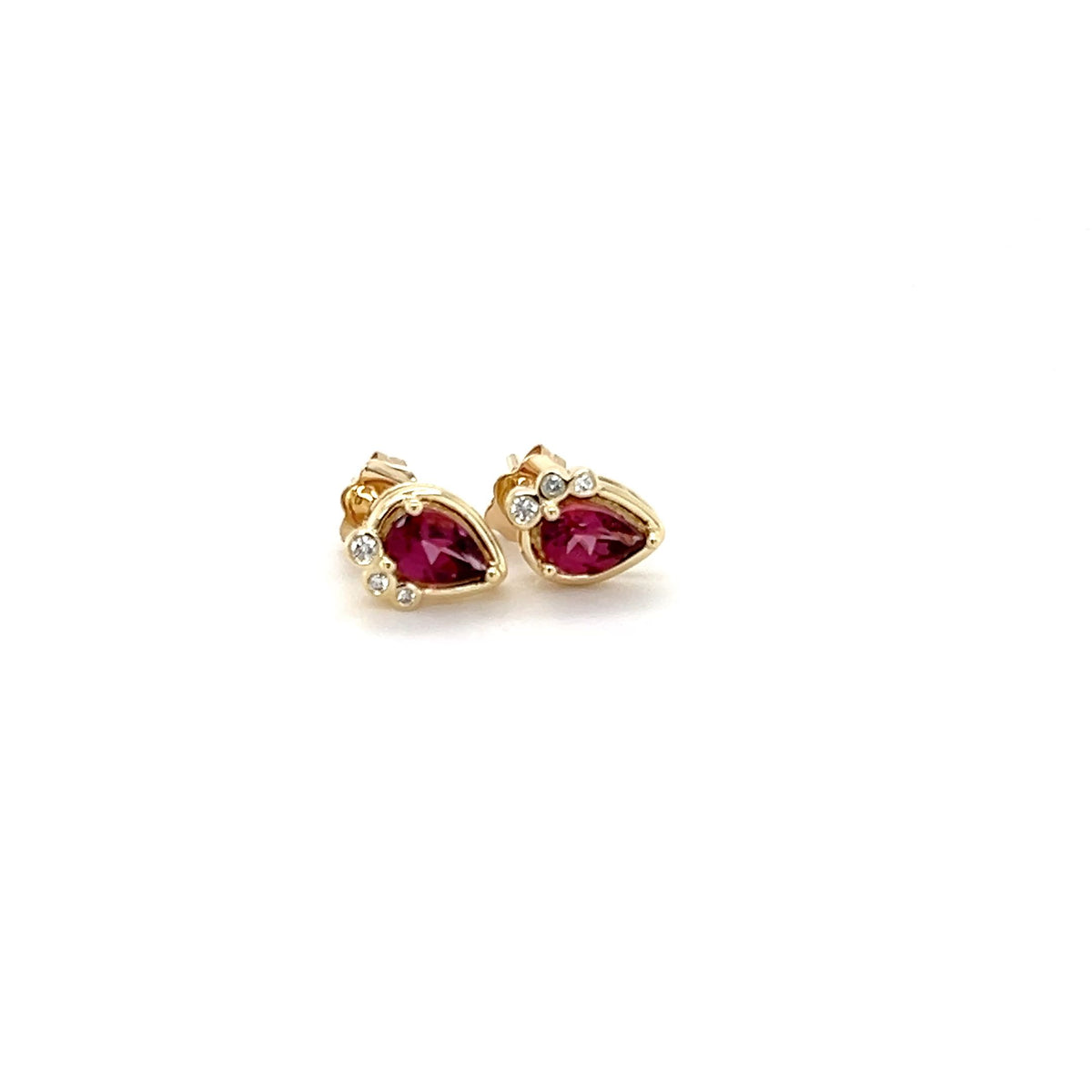 9ct Yellow Gold Rhodolite Garnet and Lab-Grown Diamond Earrings
