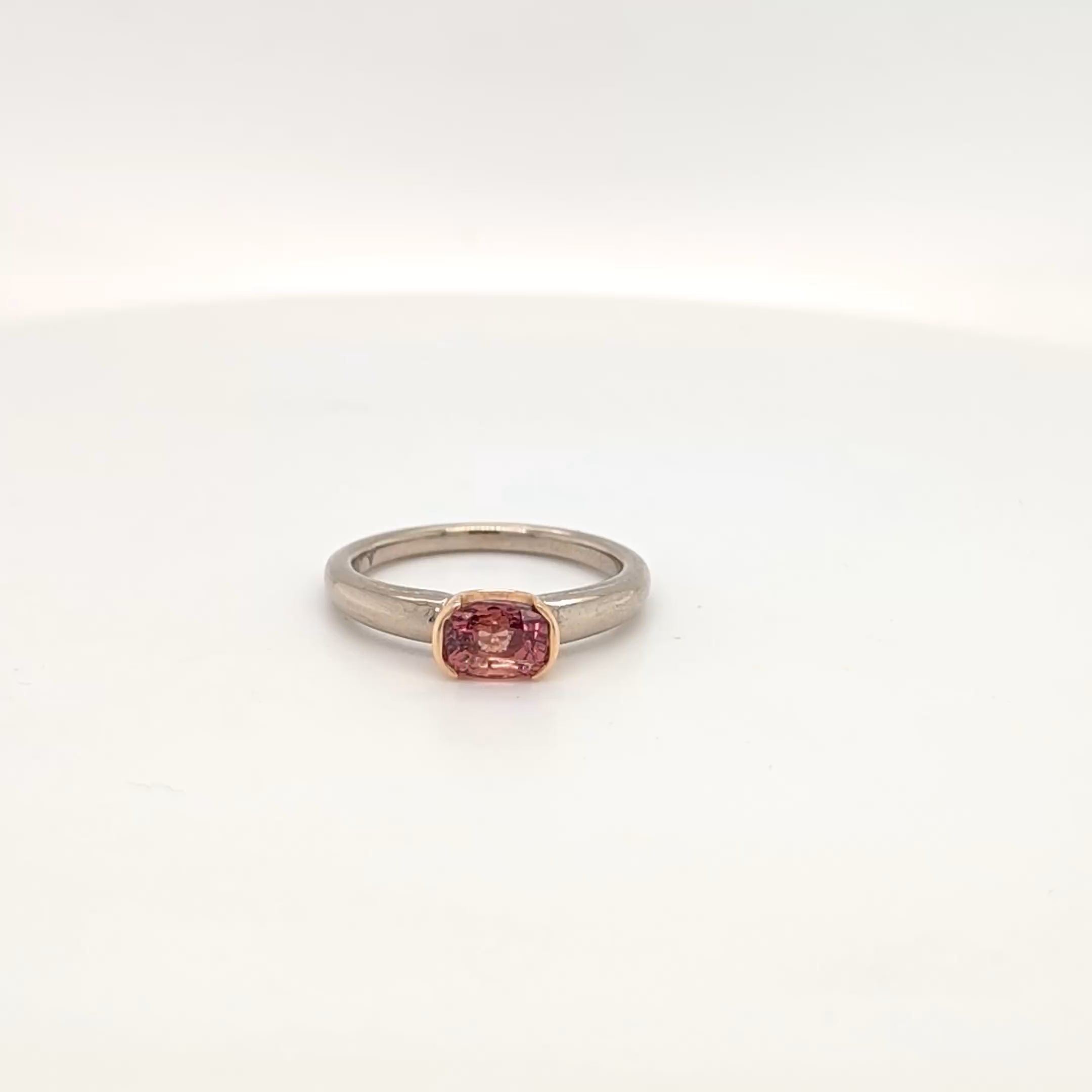 18ct White and Yellow Gold Orange Sapphire Ring