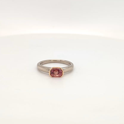 18ct White and Yellow Gold Orange Sapphire Ring