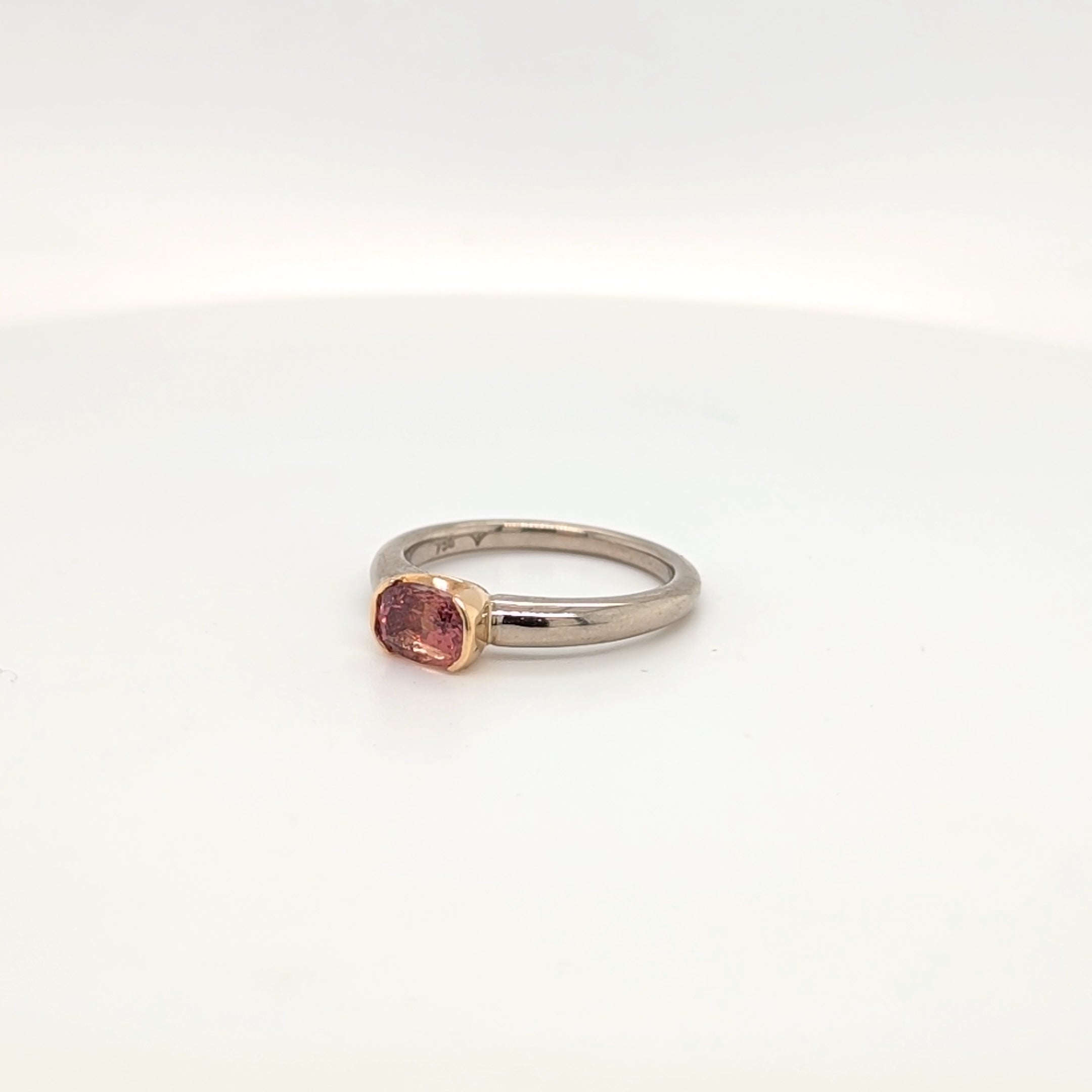 18ct White and Yellow Gold Orange Sapphire Ring
