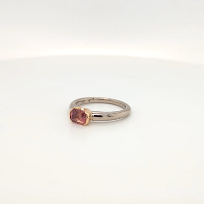 18ct White and Yellow Gold Orange Sapphire Ring