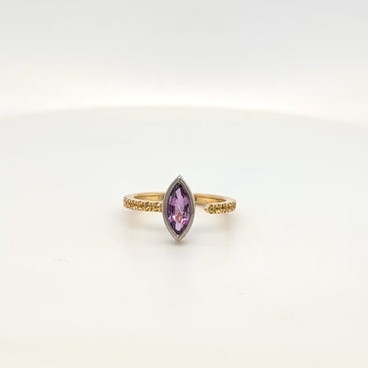 18ct Yellow and White Gold Purple Sapphire Ring