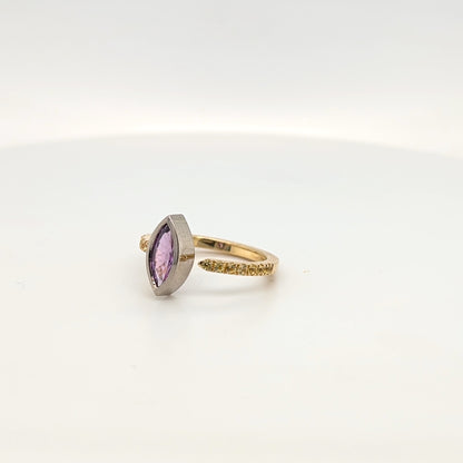 18ct Yellow and White Gold Purple Sapphire Ring