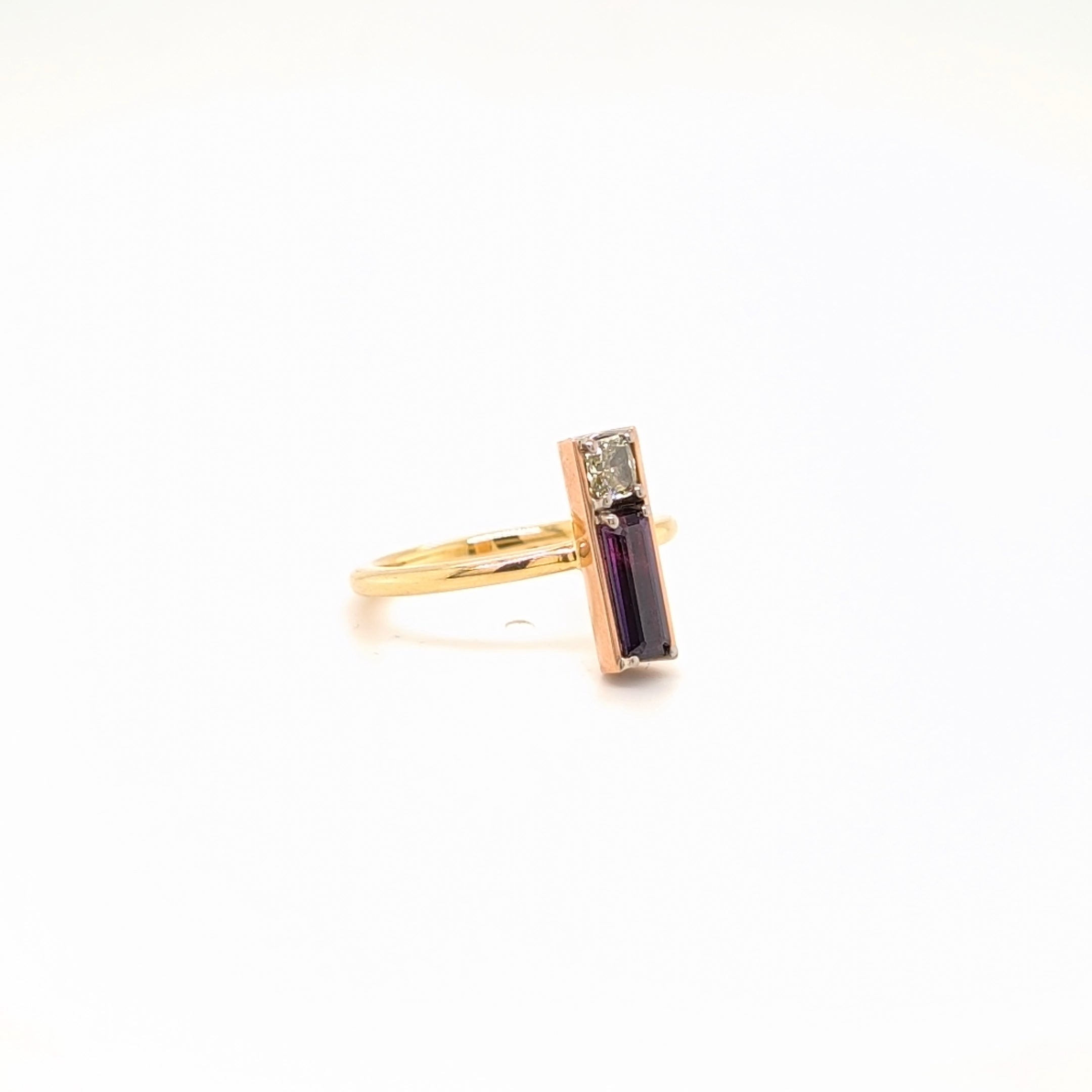 18ct Yellow, White and Rose Gold Sapphire and Diamond Ring