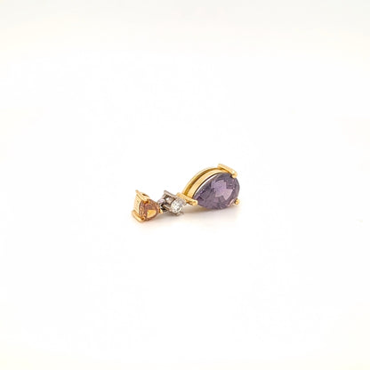 18ct Yellow and White Gold Sapphire and Diamond Pendant