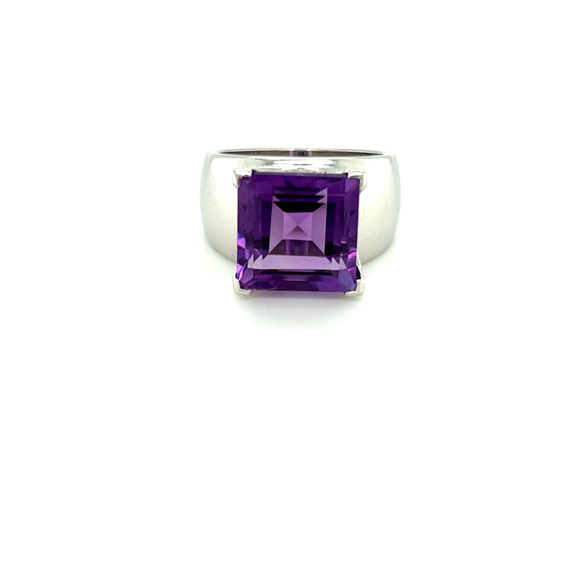 Sterling Silver Square Amethyst Ring