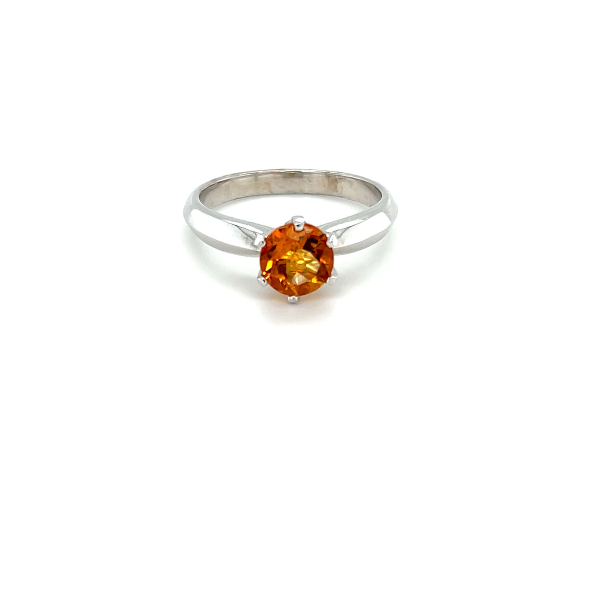 Sterling Silver Round Citrine Ring