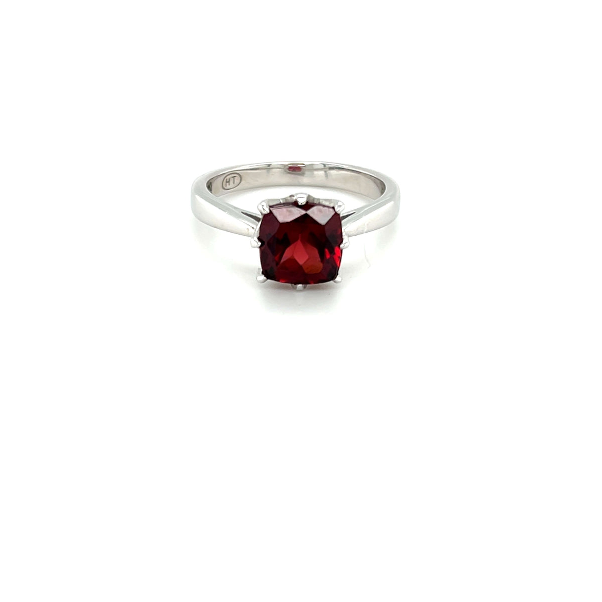 Sterling Silver and Cushion Cut Garnet Ring