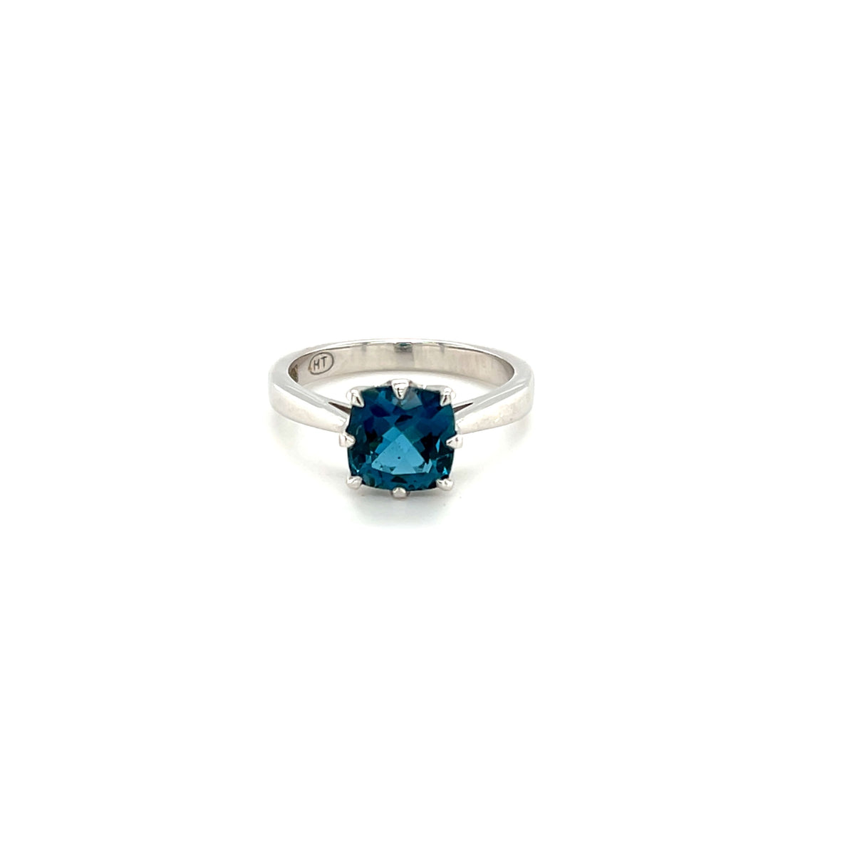 Sterling Silver Cushion Cut London Blue Topaz Ring