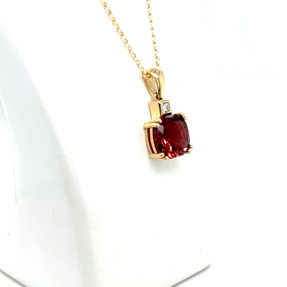 9ct Yellow Gold Pink Tourmaline Pendant