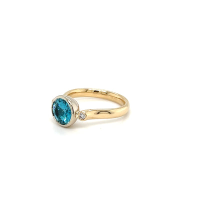 9ct Yellow & White Gold Zircon Ring