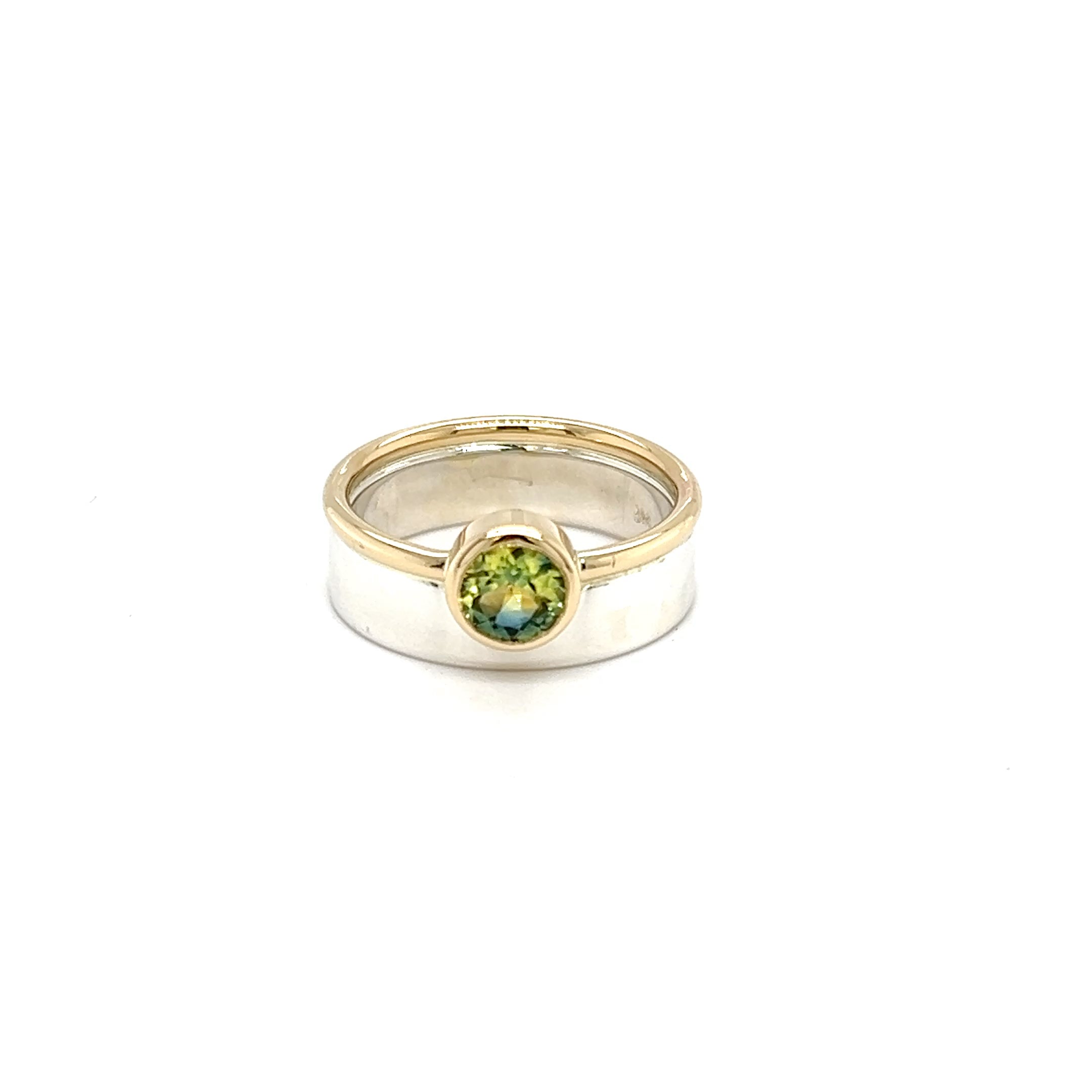 9ct Yellow Gold & Platinum Mix Silver Australian Parti Sapphire Ring
