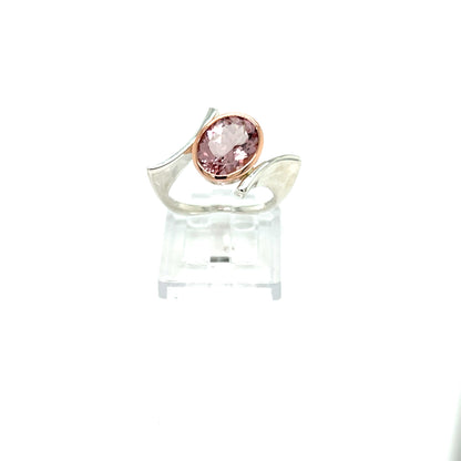 9ct Rose Gold & Platinum Mix Silver Morganite Ring