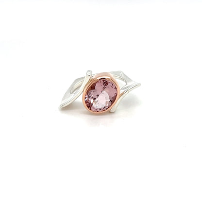 9ct Rose Gold & Platinum Mix Silver Morganite Ring