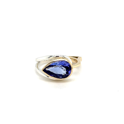 9ct Yellow Gold & Platinum Mix Silver Tanzanite Ring