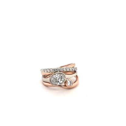 Rose and White Gold Ring with Lab Grown Diamonds