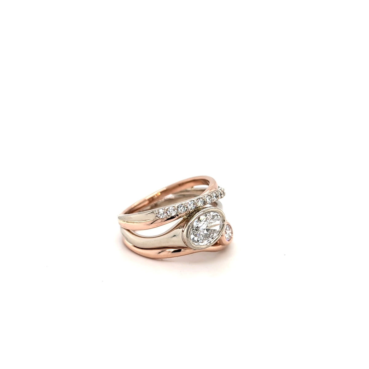 Rose and White Gold Ring with Lab Grown Diamonds