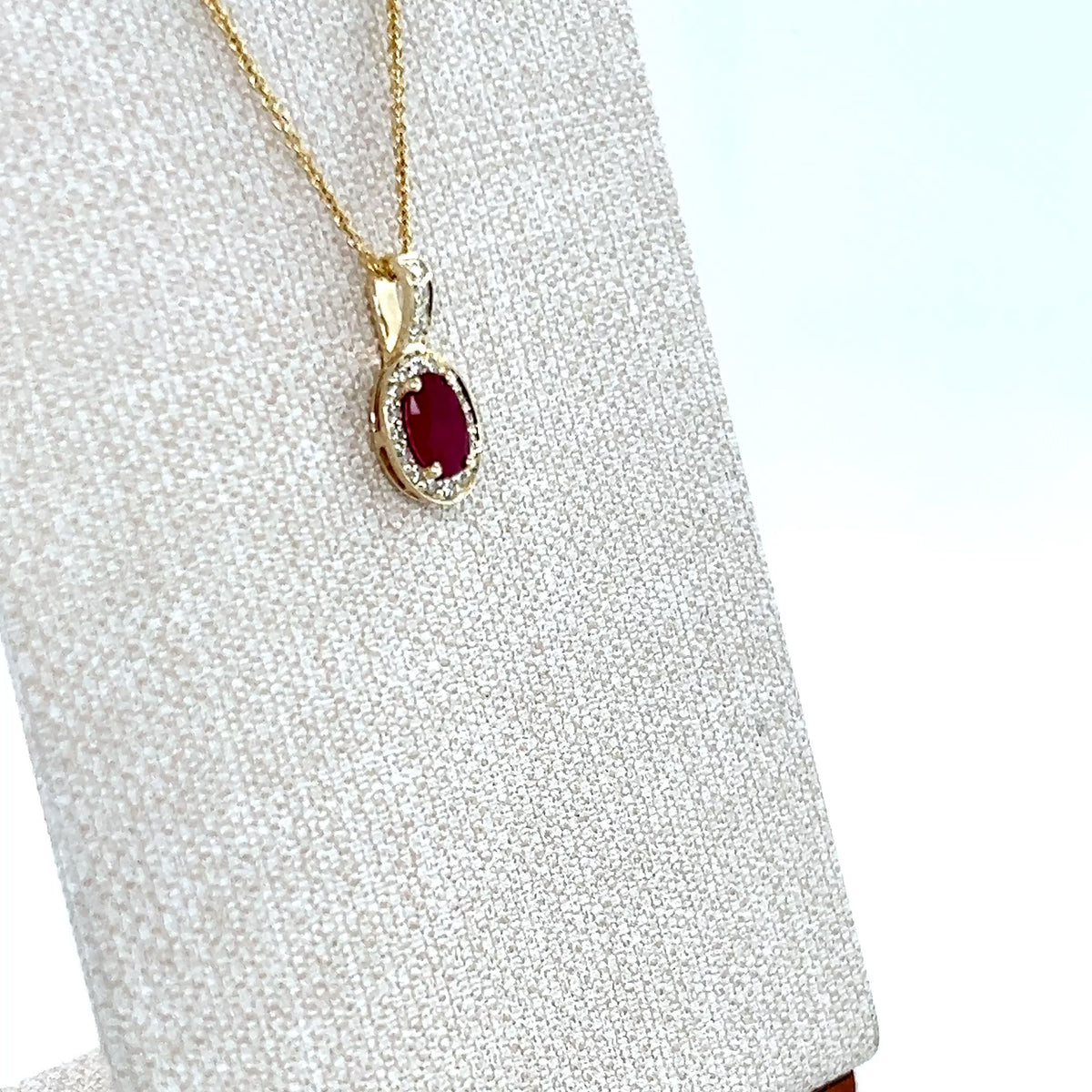 9ct Yellow Gold Oval Ruby and Diamond Pendant