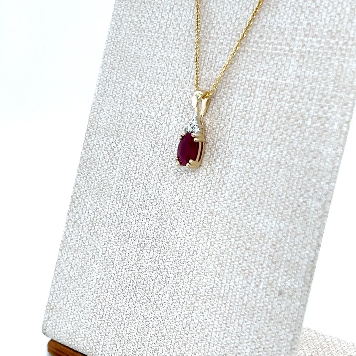 9ct Yellow Gold Oval Ruby & Diamond Pendant