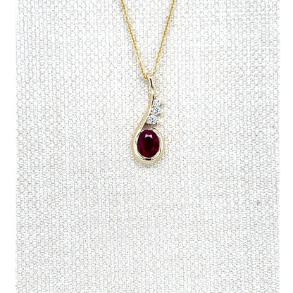 9ct Yellow Gold Ruby and Lab-Grown Diamond Pendant