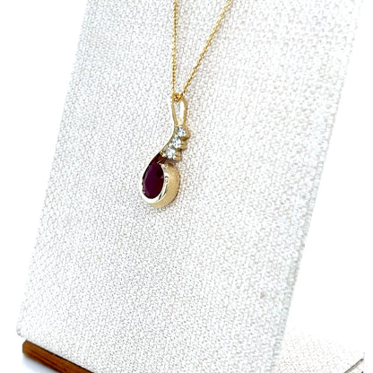 9ct Yellow Gold Ruby and Lab-Grown Diamond Pendant