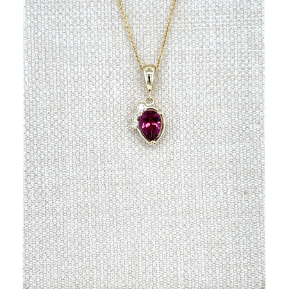 9ct Yellow Gold Rhodolite Garnet and Lab-Grown Diamond Pendant